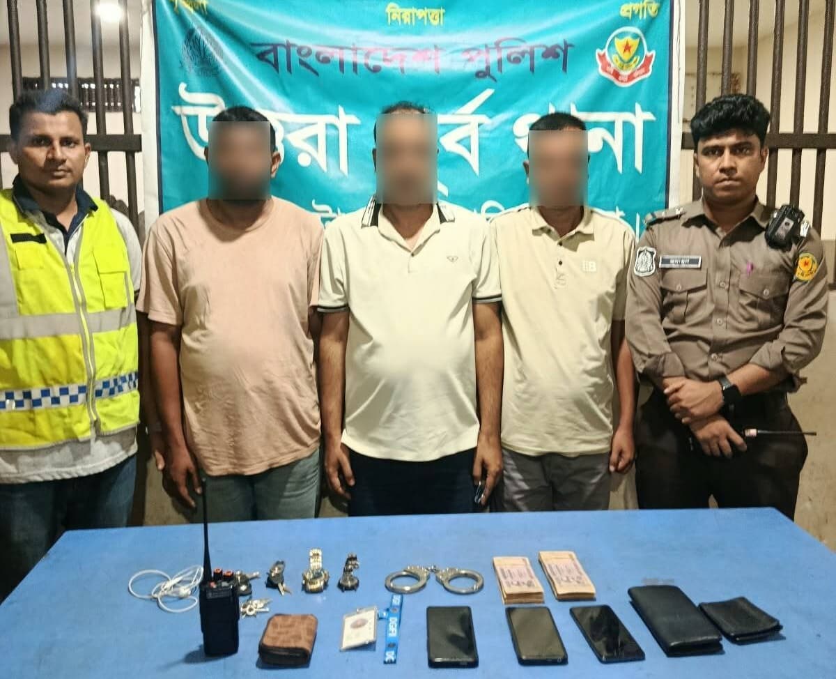 উত্তরায় ভুয়া ডিজিএফআই পরিচয়ে চাঁদাবাজি, গ্রেপ্তার ৩